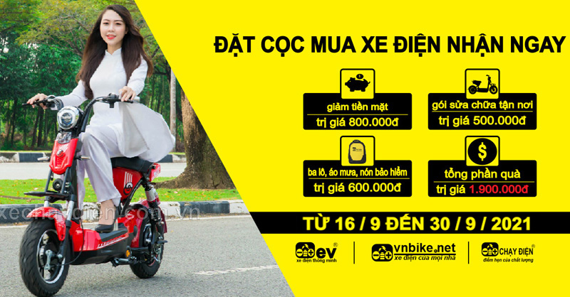 Đặt cọc xe đạp điện, xe máy điện nhận ngay quà tăng 1.900.000đ