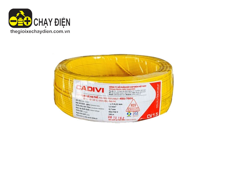 Dây điện bình ắc quy xe đạp điện Cadivi CV1,5 ( 7/0,52)