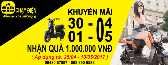 Nhận quà  tặng trị giá 1 triệu đồng khi mua xe điện trong dịp lễ 30/04/2017