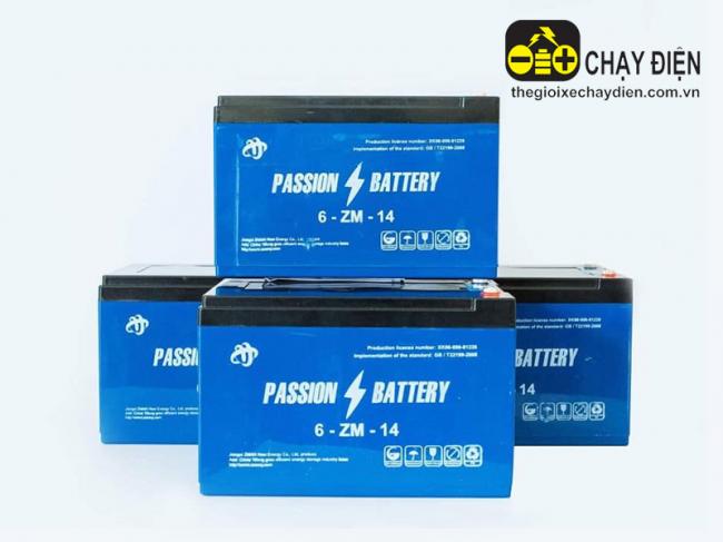 Ăc quy xe đạp điện Passion 12v-14ah Xanh dương