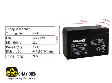 Ắc quy xe điện trẻ em Anjing 12V 7Ah