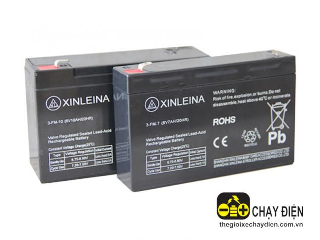 Ắc quy xe điện trẻ em Xinleina 12V 7Ah Đen bóng