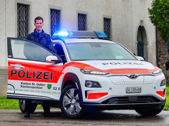 Ô tô điện Hyundai Kona được cảnh sát Thụy Sĩ chọn làm xe tuần tra 