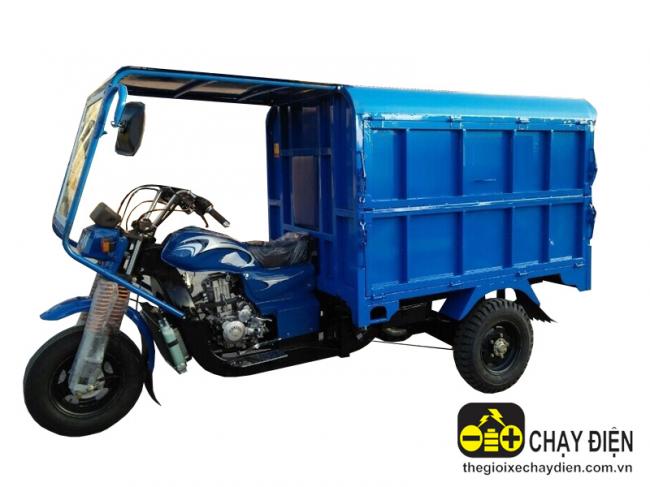 Xe 3 bánh chạy xăng chở rác Xanh dương