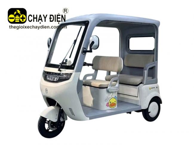 Xe 3 bánh điện YABO Nice mái che 2 hàng ghế Trắng