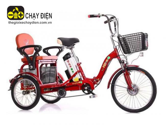 Xe đạp ba bánh trợ lực điện cho người già HD-02 Đỏ
