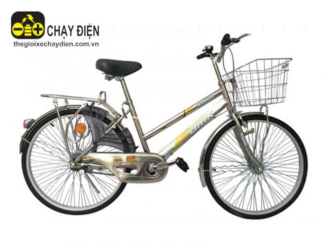 Xe đạp BMX 43 Cào Inox 26inch căm 72 trơn Bạc