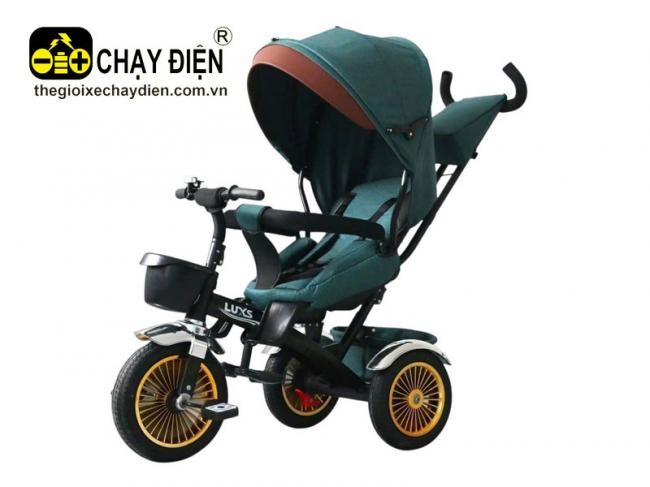 Xe đạp đẩy 3 bánh mái che cho bé từ 6 đến 36 tháng Xanh quân đội