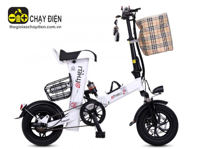 Xe đạp điện gấp Qi Li Smurf Trắng