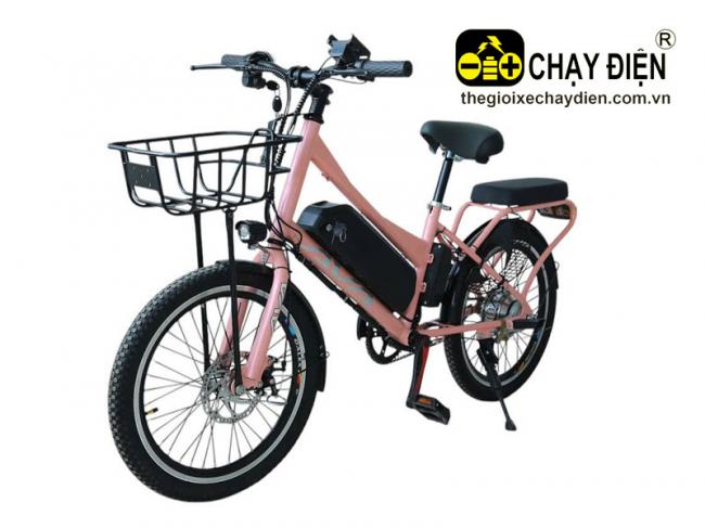 Xe đạp điện trợ lực Vnbike XM 20inch Hồng cánh sen