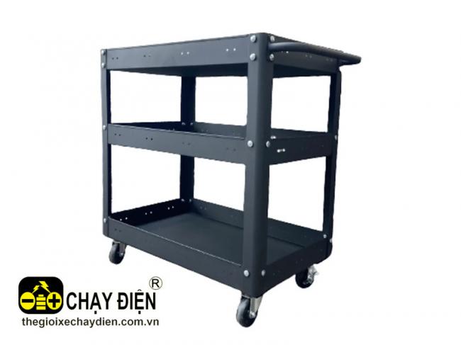 Xe đẩy 3 tầng đựng dụng cụ chuyên nghiệp Đen mờ