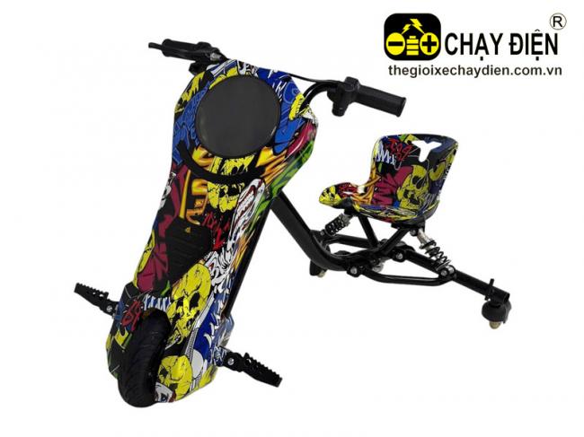 Xe điện 3 bánh Drift khung tròn giảm sóc 36V 4.4AH Vàng đen