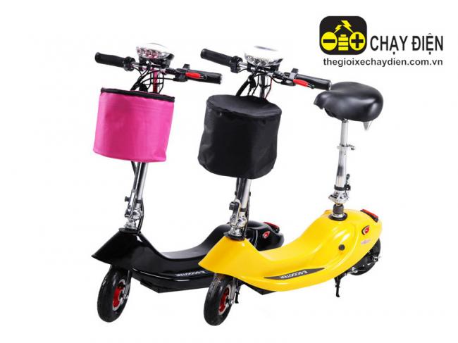 Xe điện gấp Mini E-Scooter đèn pha trên giỏ trước Vàng