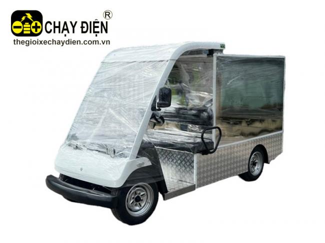 Xe điện Yamaha chờ hàng thùng inox ắc quy cũ Trắng