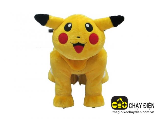 Xe thú nhồi bông Pikachu chạy điện trẻ em size nhỏ Vàng