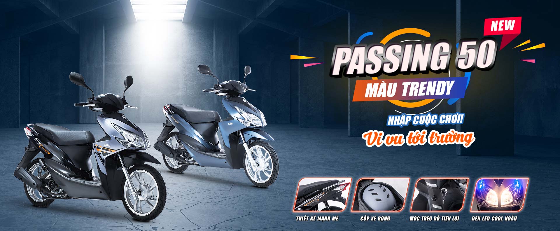 Xe máy tay ga 50cc SYM Passing sơn mờ 