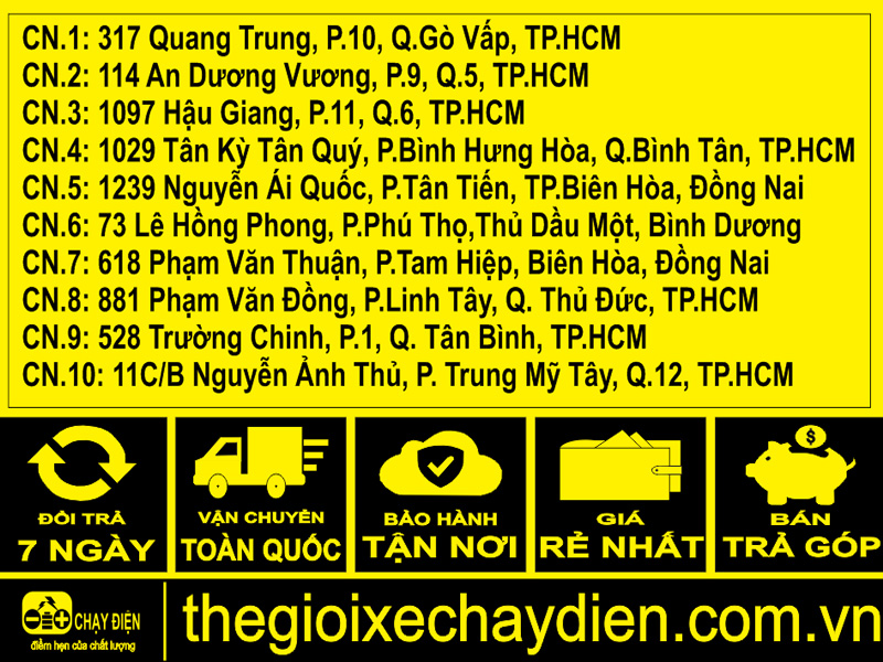 Địa chỉ c&aacute;c cửa h&agrave;ng thế giới xe chạy điện