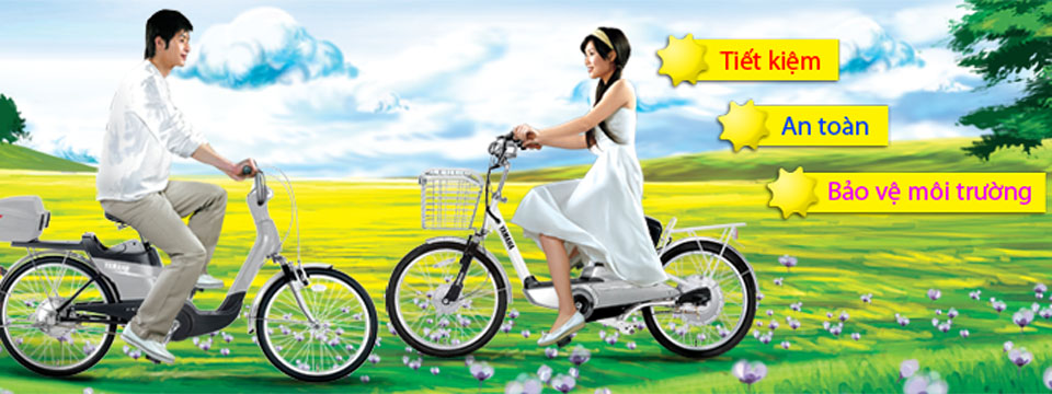 baner xe đạp điện v&agrave; người mẫu