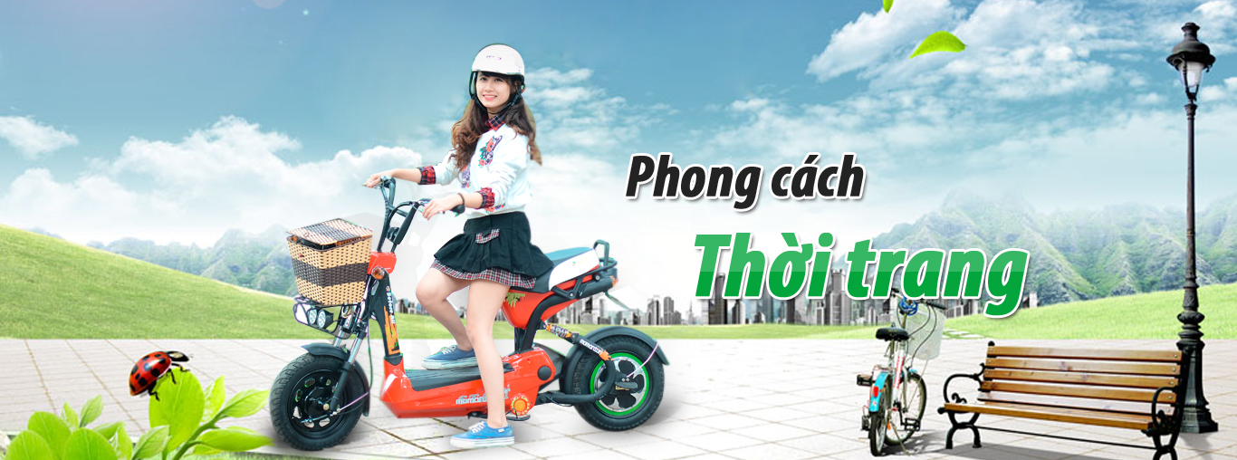 baner mẫu nữ v&agrave; xe m&aacute;y điện m133
