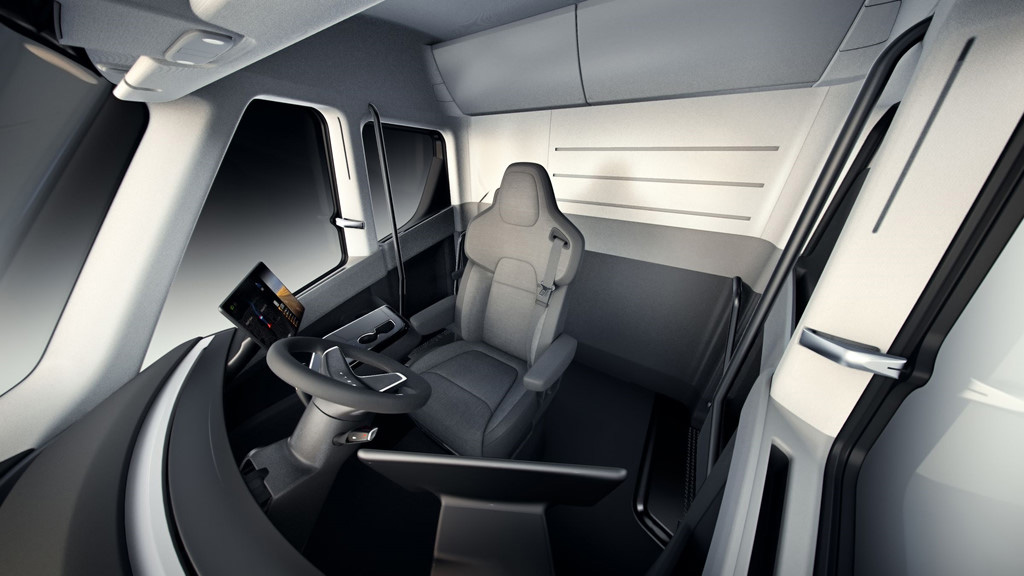 Thiết kế Cabin của Tesla Semi được tích hợp nhiều công nghệ hiện đại nhất hiện nay