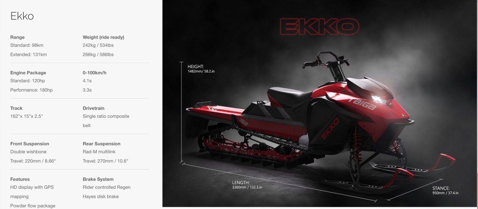 Xe trượt tuyết điện Taiga Ekko Xe trượt tuyết điện Taiga Ekko