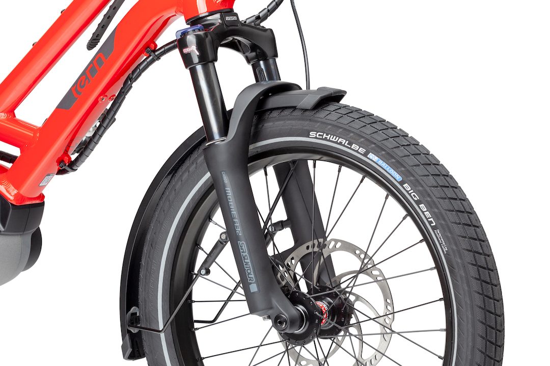 Bộ phuộc treo và lốp bóng của xe đạp điện chở hàng HSD