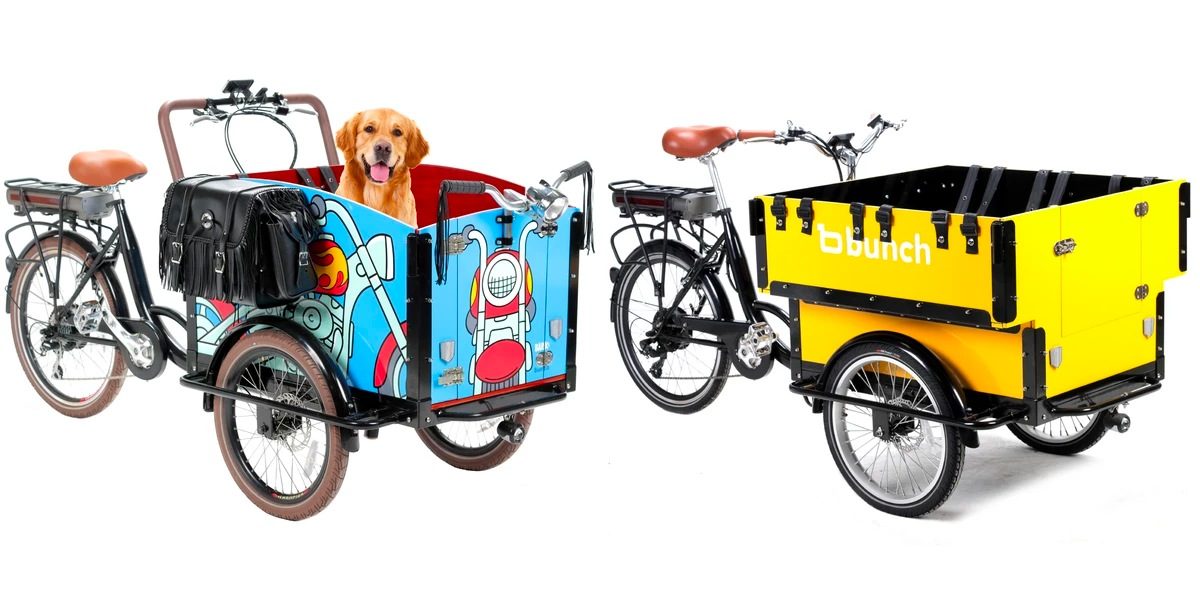 Hai chiếc xe đạp điện của Bunch (Mỹ) được gọi là Xe đạp chở hàng mầm non và The Bark Hai chiếc xe đạp điện của Bunch (Mỹ) được gọi là Xe đạp chở hàng mầm non và The Bark