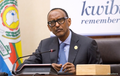 Tổng thống Ruda Paul Kagame phát biểu tại một cuộc họp báo ở Kigali, Rwanda, ngày 8 tháng 4 năm 2019