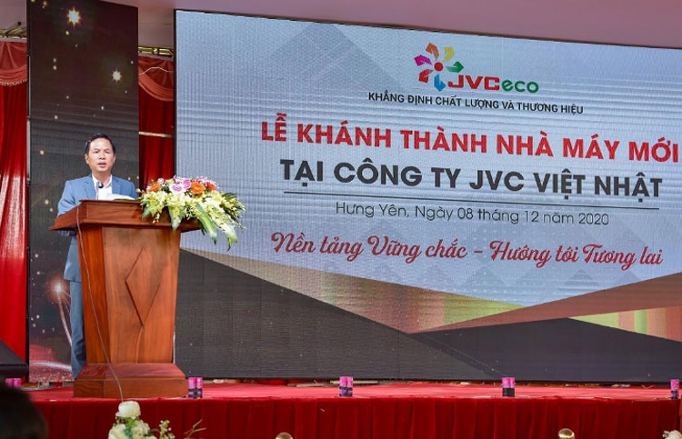 Tổng giám đốc Công ty JVC Việt Nhật - ông Trịnh Thành Chinh phát biểu tại lễ khánh thành