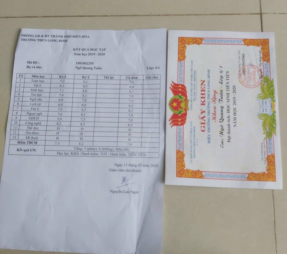 Có hình ảnh giấy khen – bằng khen