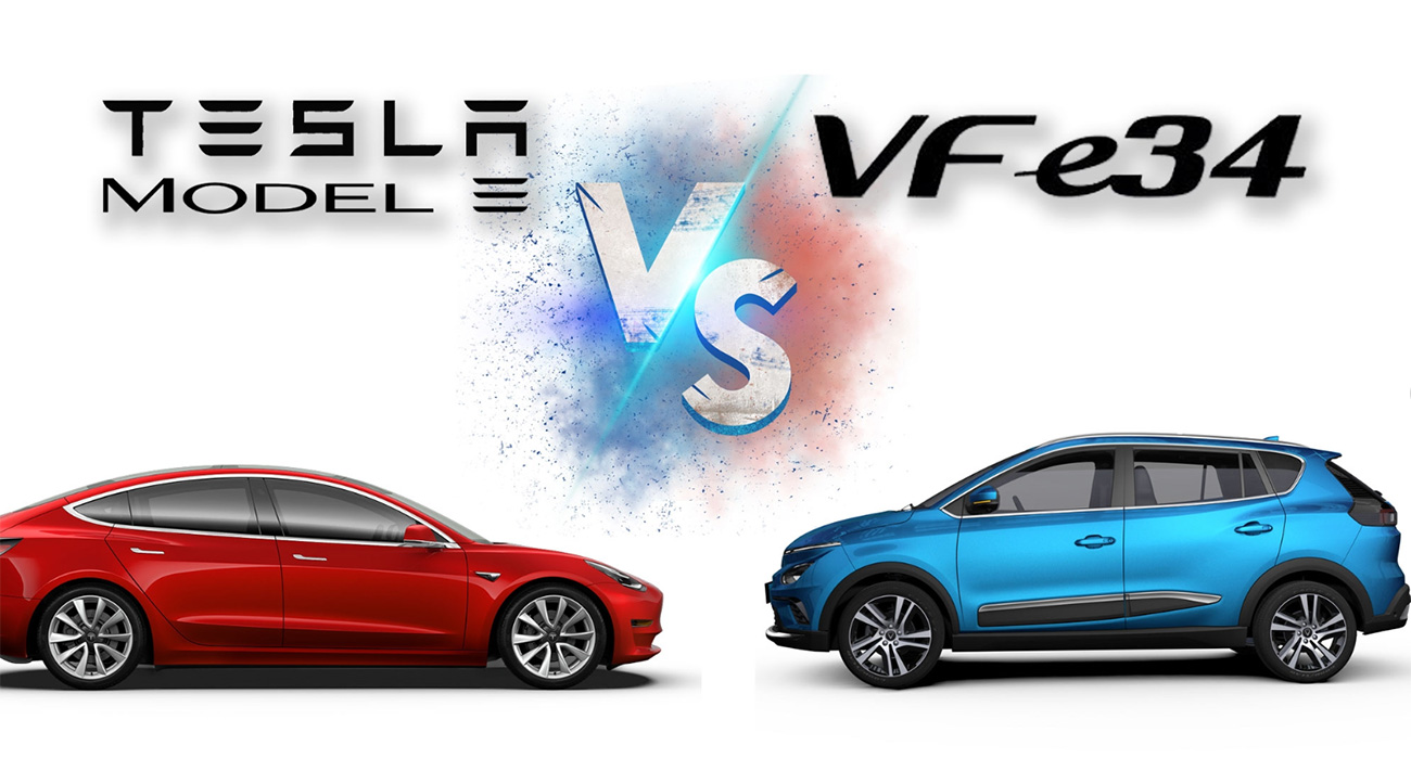 So sánh xe điện VinFast VF e34 với Tesla Model 3