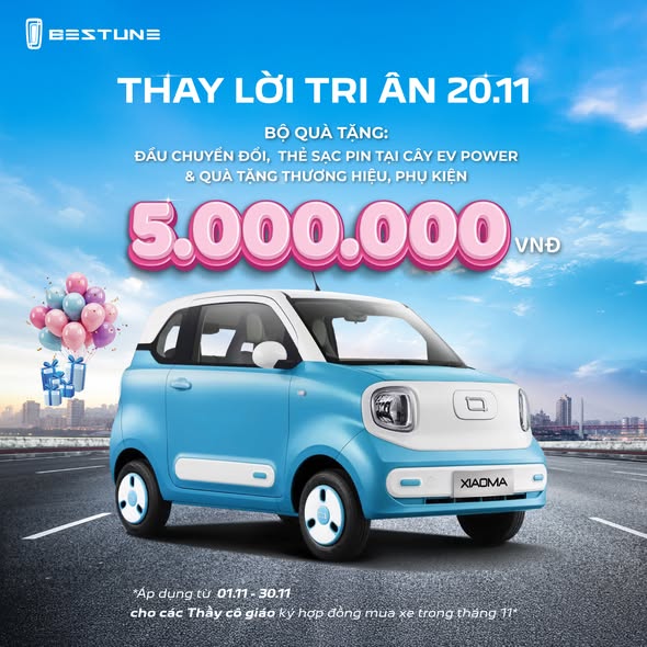 Rinh xe Điện Bestune tại Thế Giới Xe Chạy Điện ưu đãi lên đến 5 triệu nhân Ngày Nhà giáo Việt Nam 20/11
