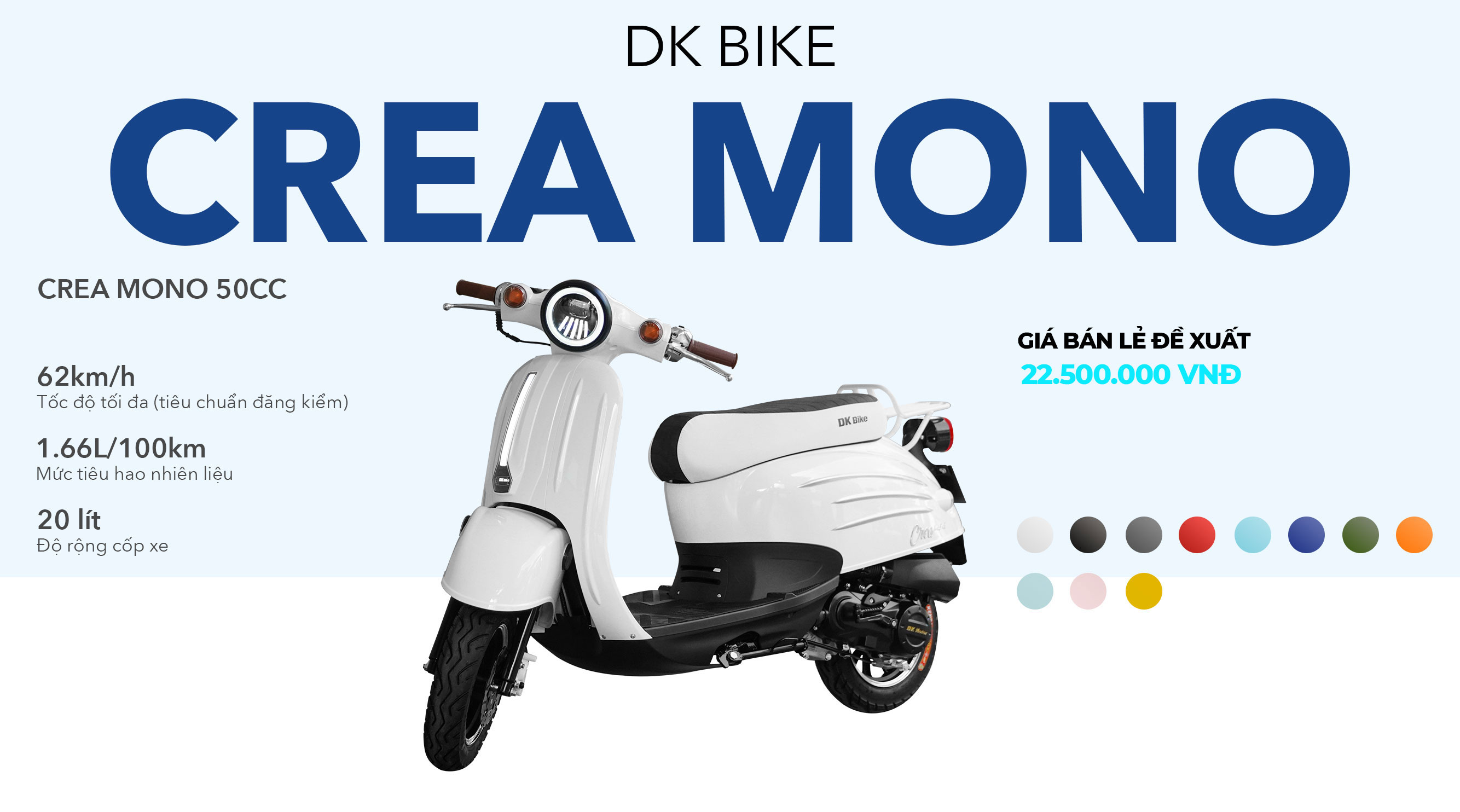 Xe máy tay ga 50cc DK Crea Mono