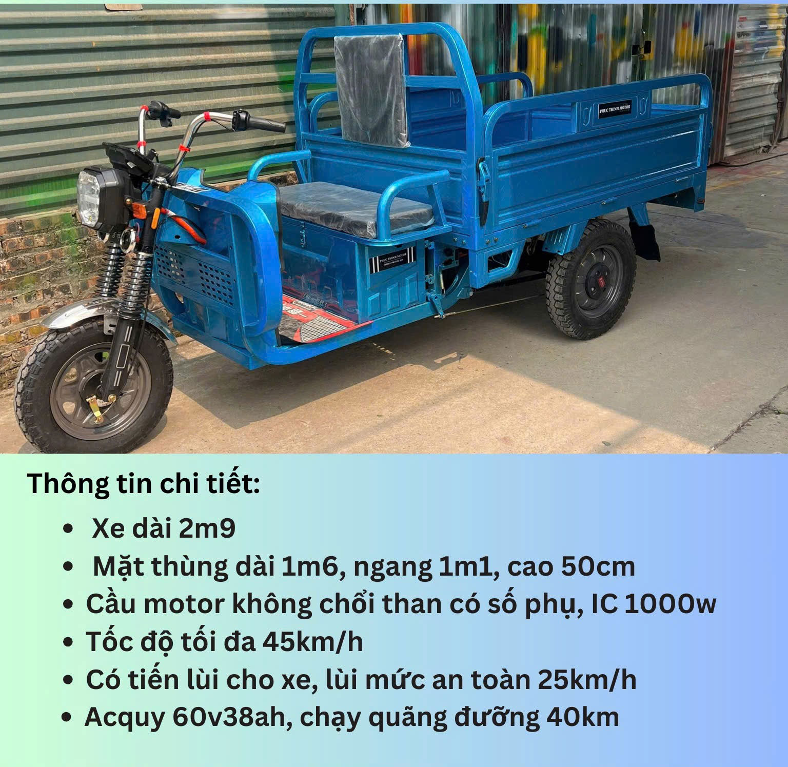 Xe 3 bánh điện nhập khẩu PT 500kg