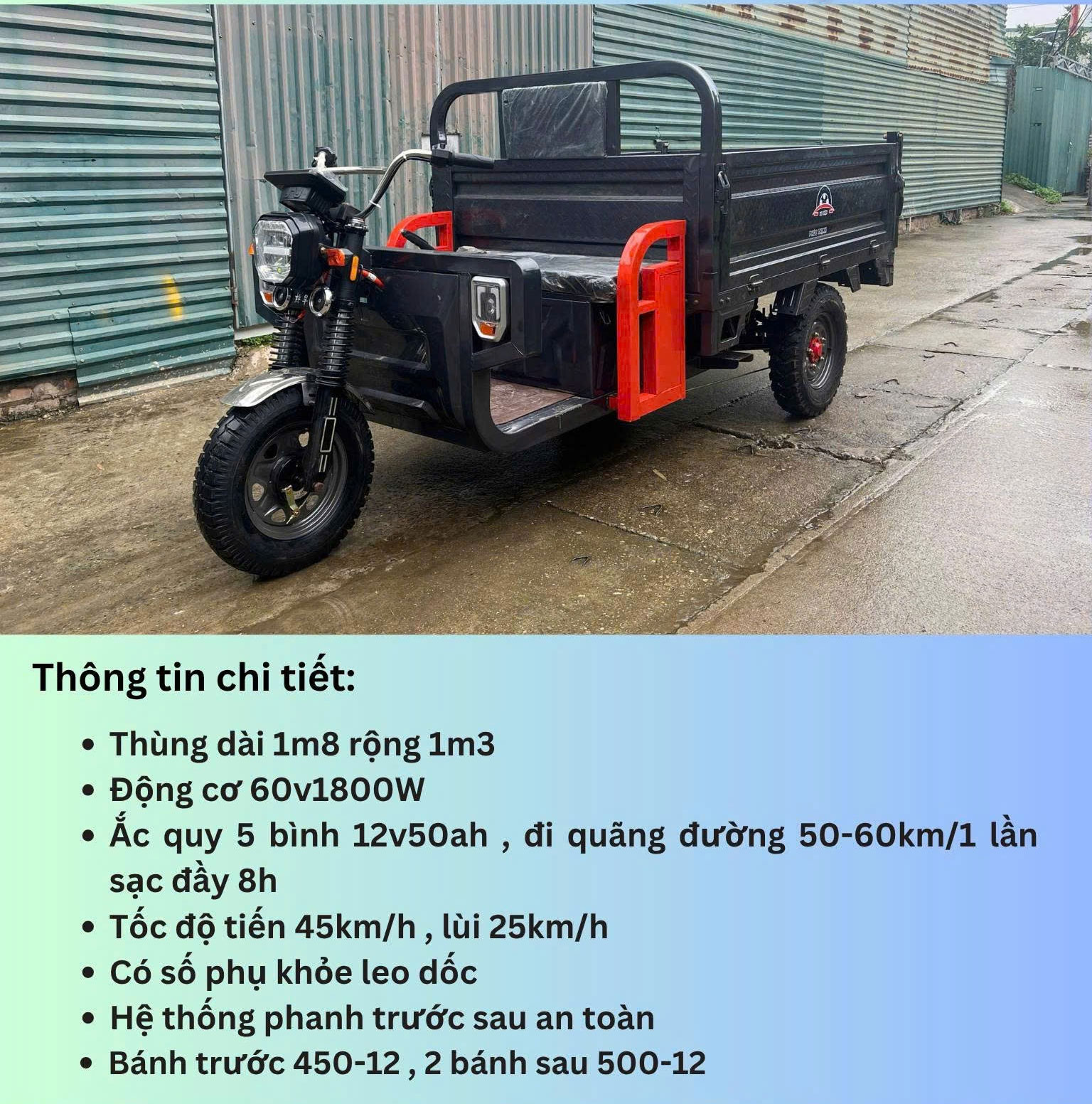 Xe 3 bánh điện nhập khẩu PT 1200kg