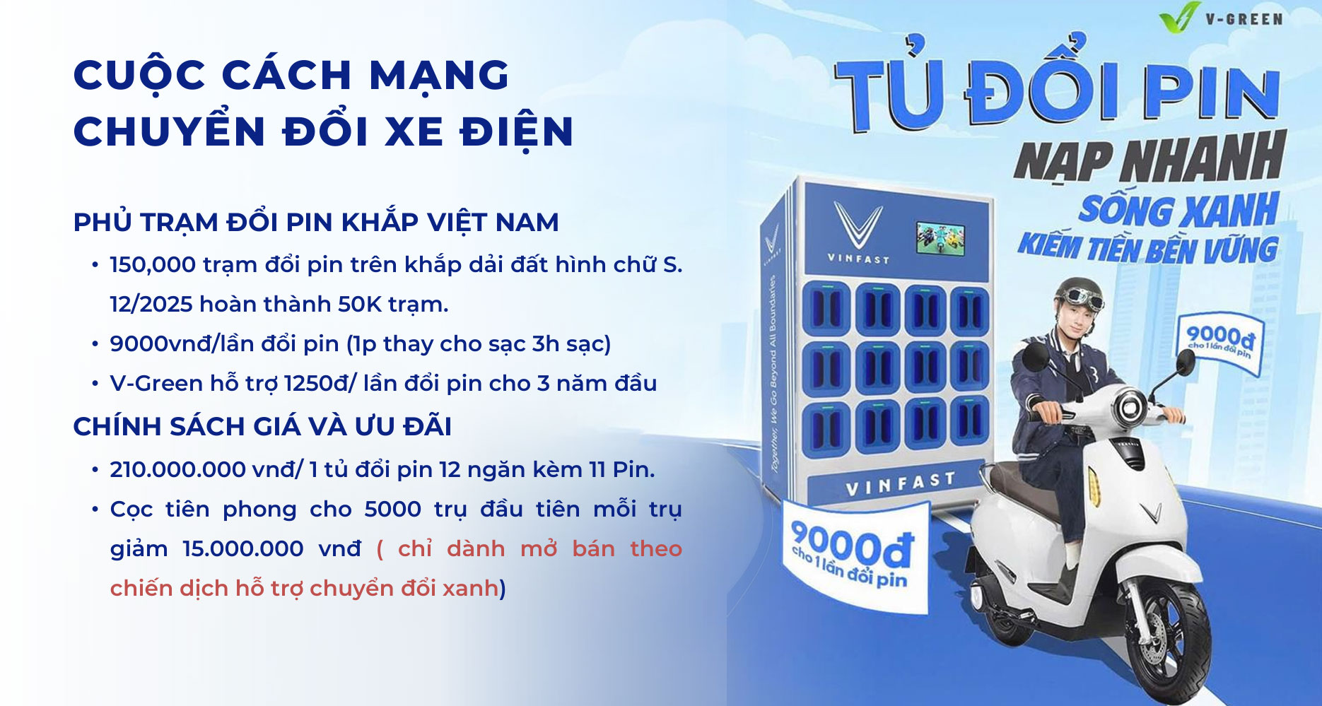 Tủ đổi pin xe máy điện V Green