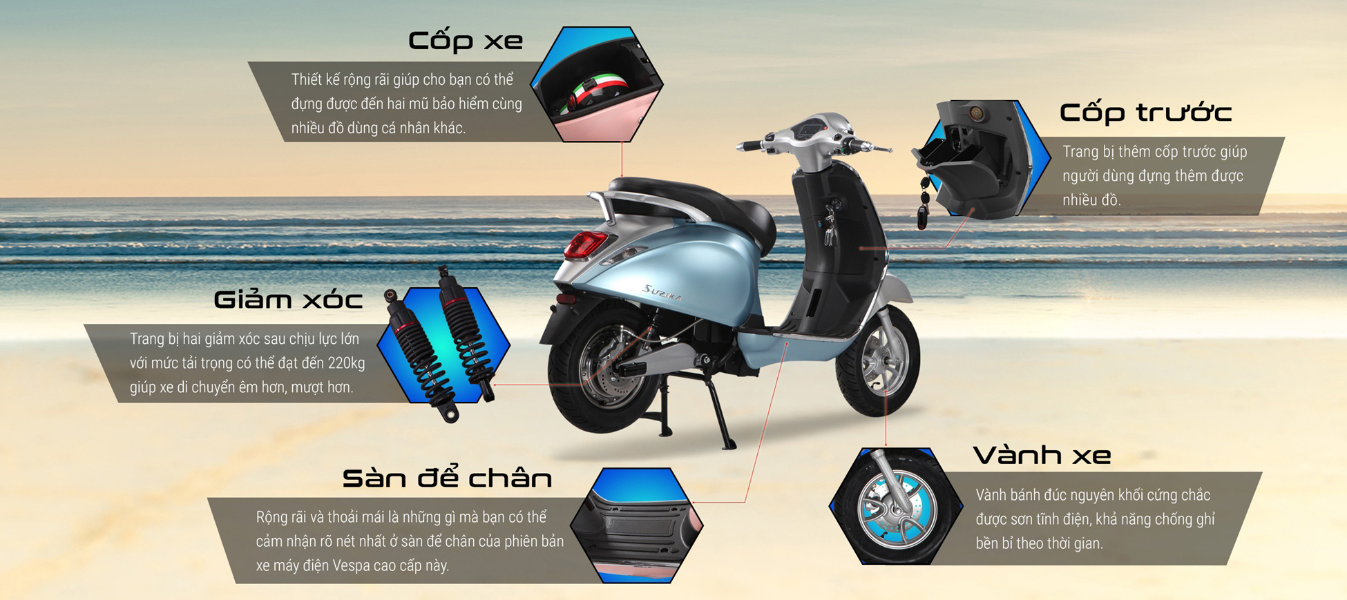 Xe máy điện Vespa Anmshi Suzika