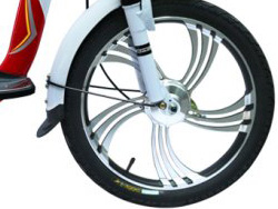 bánh trước Xe đạp điện Bomelli 18F với vành đúc và lốp cao su có ruột