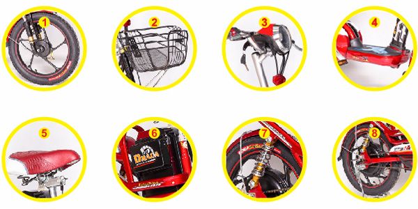 Chi tiết các bộ phận Xe đạp điện Draca 18Y