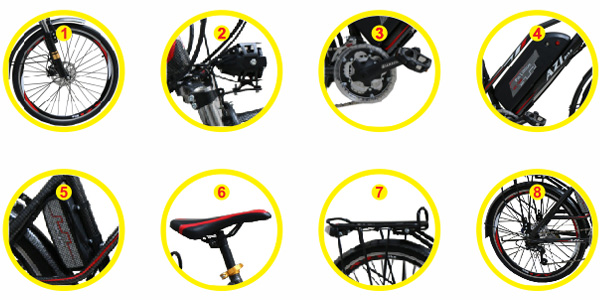 chi tiết các bộ phân Xe đạp điện Bmx Azibike Sport Plus