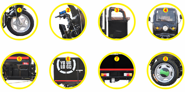 Chi tiết Xe 3 bánh điện chở hàng đóng thùng theo yêu cầu