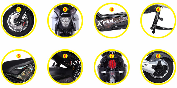 Chi tiết Xe máy điện Hkbike Xmen Plus2