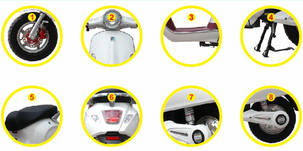 Chi tiết Xe máy điện Vespa Nioshima