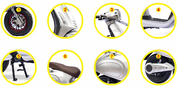 chi tiết các bộ phận Xe máy điện Takuda Vespa S