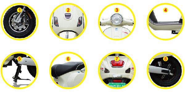 chi tiết các bộ phận Xe máy điện CMV Vespa Classic