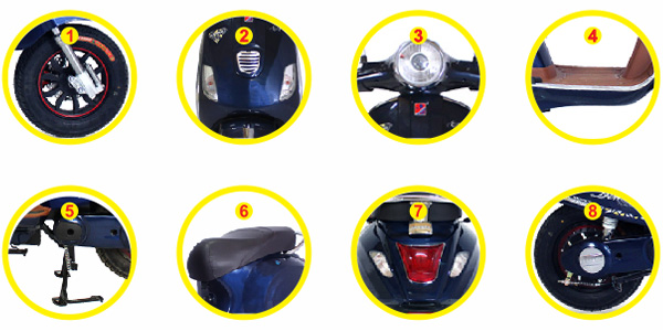 chi tiết các bộ phận Xe máy điện Espero Vespa GTS